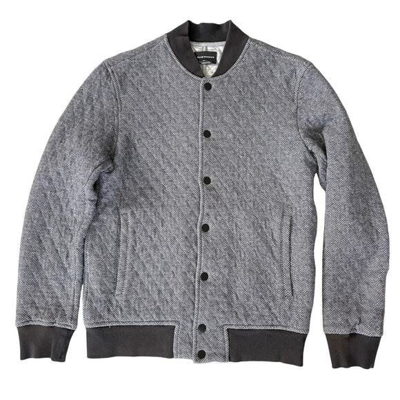 Club Monaco Quilted Herringbone Bomber Jacket XS Cotton Minimalist Streetwear - Picture 1 of 6